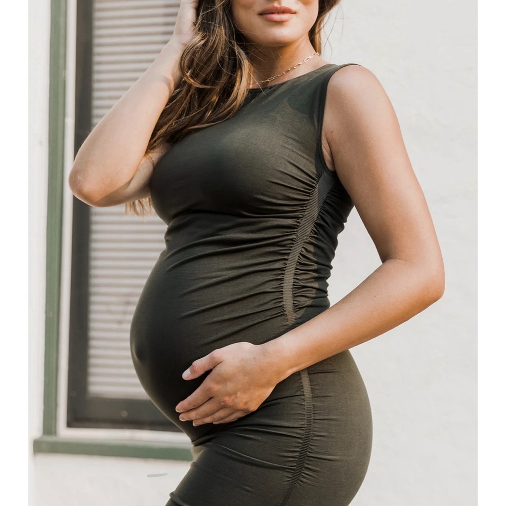 Elegant Olive Maternity Dress